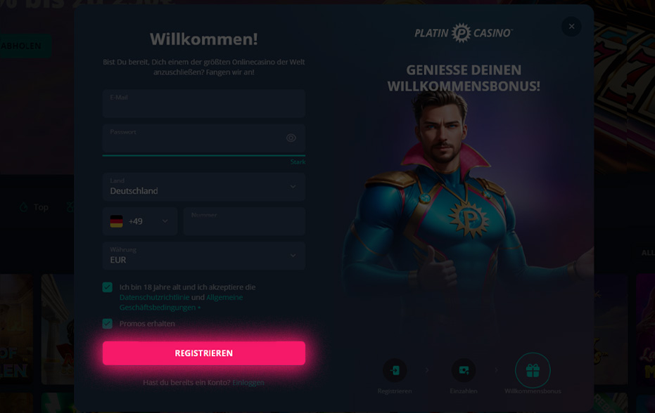 Klicken Sie auf die Schaltfläche „Registrieren“.